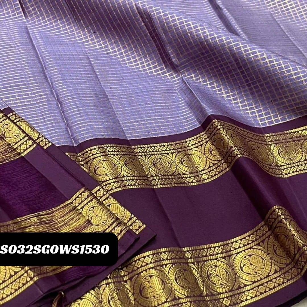 Lavender Elegant Banarasi Soft Silk Saree with Zari Motifs & Jacquard Border Blouse